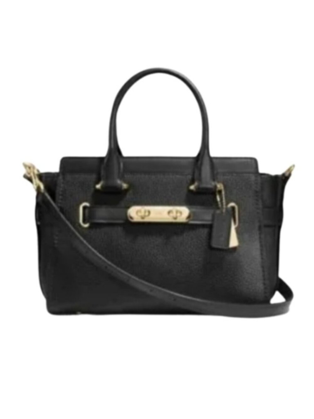 Coach 87295 Pebble Leather Swagger 27 Satchel Bag Purse, LI/Black